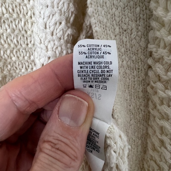 AERIE Beige Hooded Open Knit Bohemian Oversized Slouchy Open Cardigan Sz XS/S - Picture 11 of 12